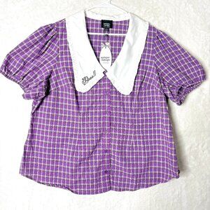 NEW UNIQUE VINTAGE 1930s Plaid Oversized Ruffle Collar Retro Gothic Academia 3X